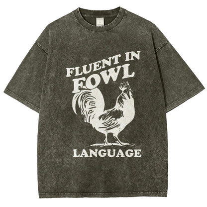 Chicken Turkey Fluent In Fowl Language Vintage Distressed T-shirt