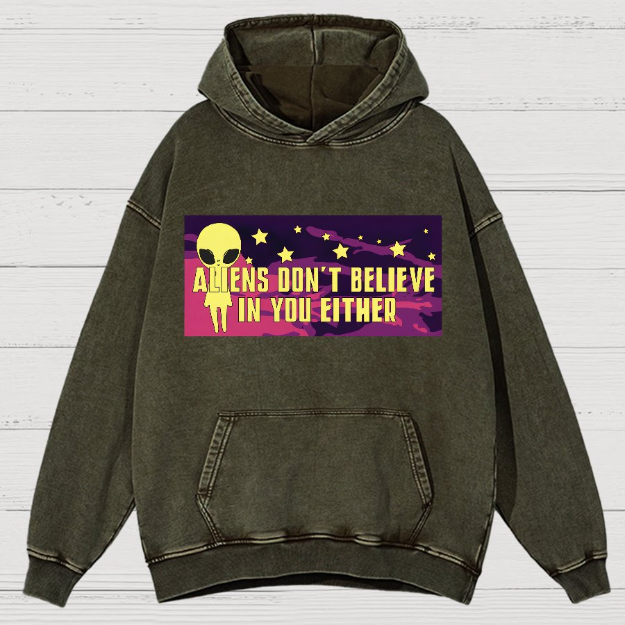 Mysterious Beings Don't Believe In You Either Vintage Distressed Hoodie