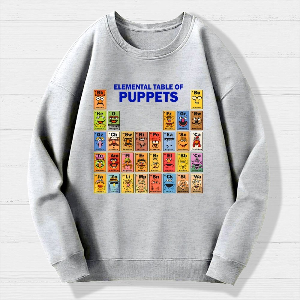 Elemental Table Of Puppets Geek Cotton Sweatshirt