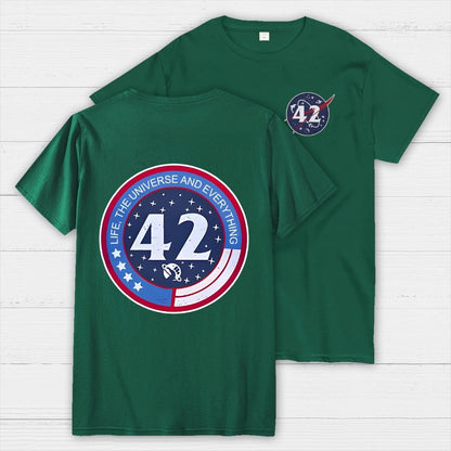 42 Life Universe and Everything Front And Back Printing Geek T-Shirt