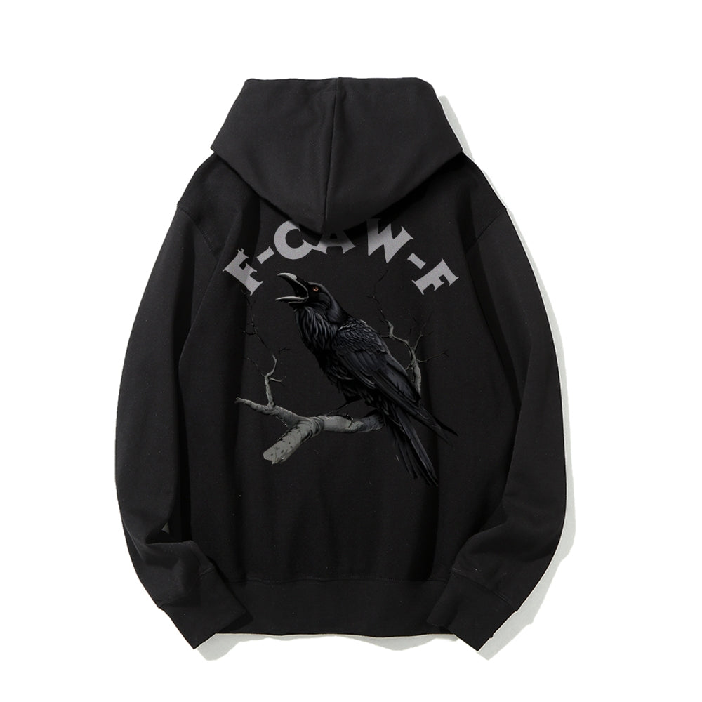 F-Caw-F Funny Crow Printed Back Unisex Cotton Hoodie