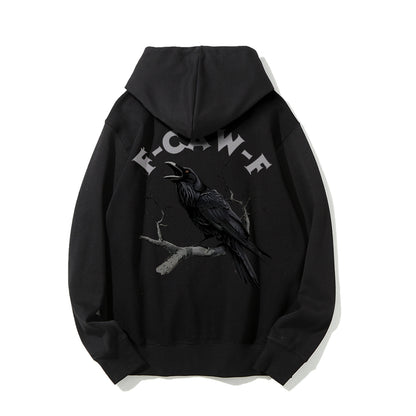 F-Caw-F Funny Crow Printed Back Unisex Cotton Hoodie