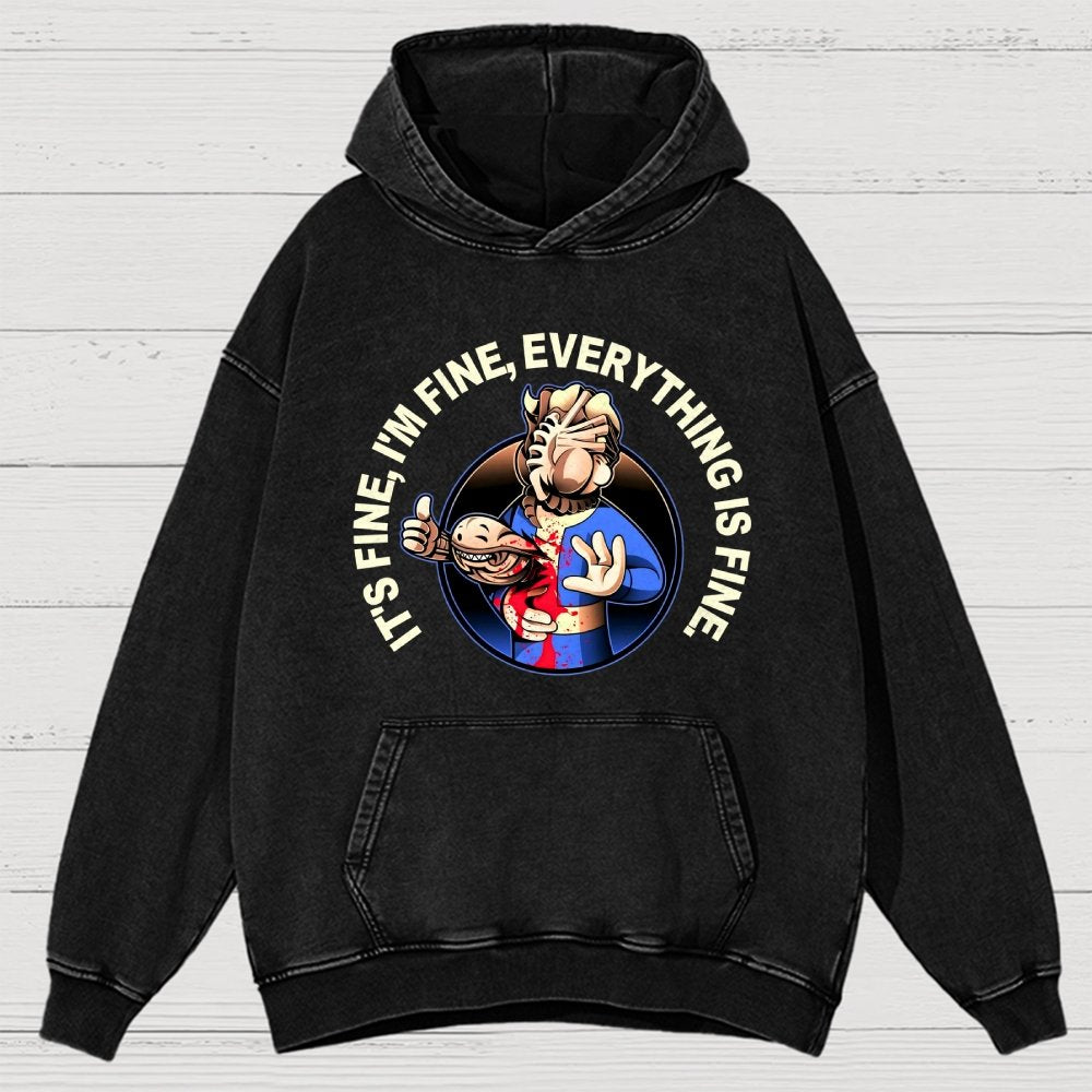 I'M Fine Everything Is Fine Vintage Distressed Hoodie