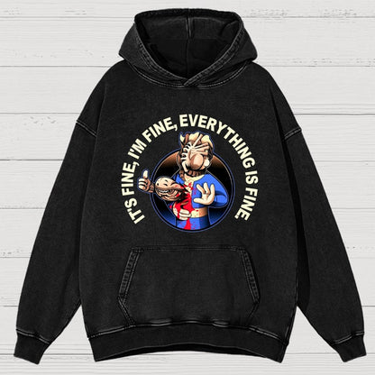 I'M Fine Everything Is Fine Vintage Distressed Hoodie