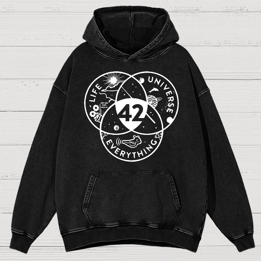 42 Answer To Life The Universe Vintage Distressed Hoodie
