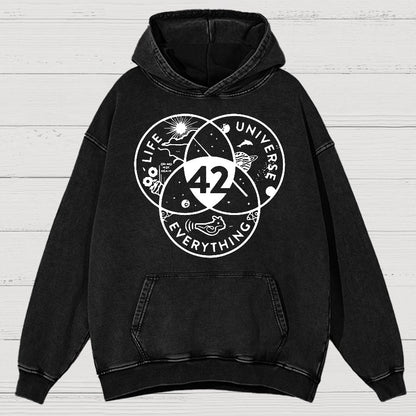 42 Answer To Life The Universe Vintage Distressed Hoodie
