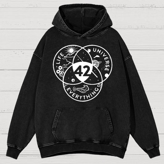 42 Answer To Life The Universe Vintage Distressed Hoodie