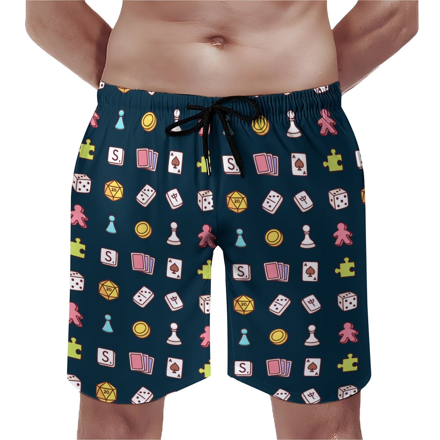 Board Game Beige Blue Geek Shorts