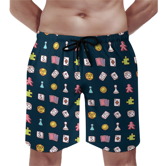 Board Game Beige Blue Geek Shorts