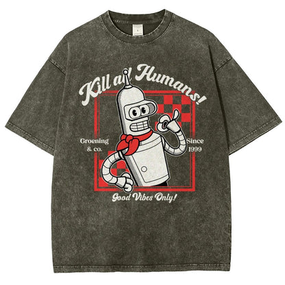 Kill All Humans Vintage Distressed T-shirt