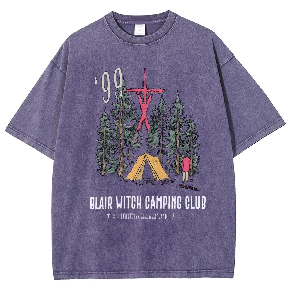 Witch Camping Vintage Distressed T-shirt