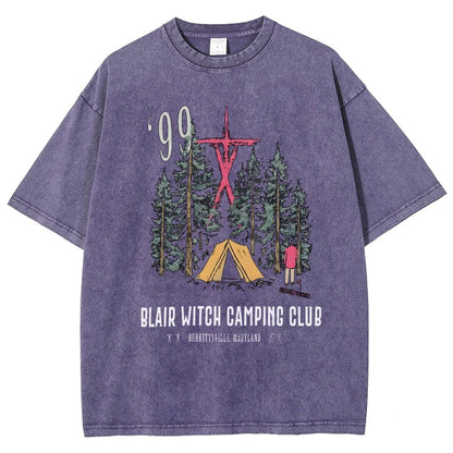 Witch Camping Vintage Distressed T-shirt