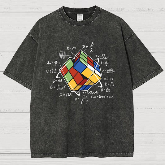 Rubik Cube Colorful Cube Game Math Vintage Distressed T-shirt