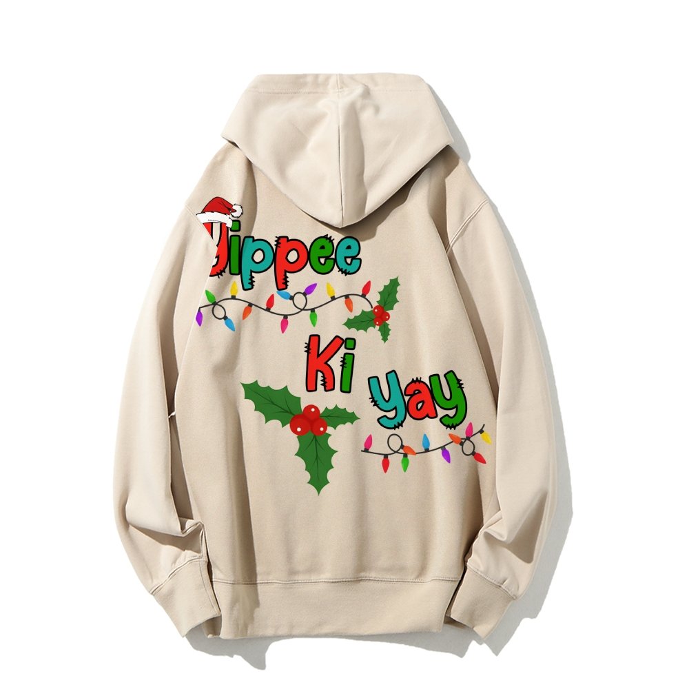 Yippee Ki Yay Christmas Printed Back Cotton Hoodie