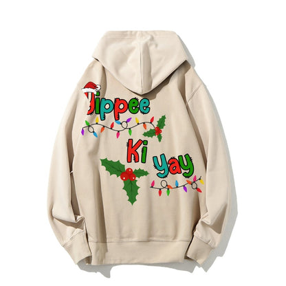 Yippee Ki Yay Christmas Printed Back Cotton Hoodie
