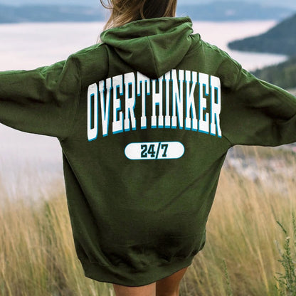 Overthinker All the time Printed Back Cotton Hoodie