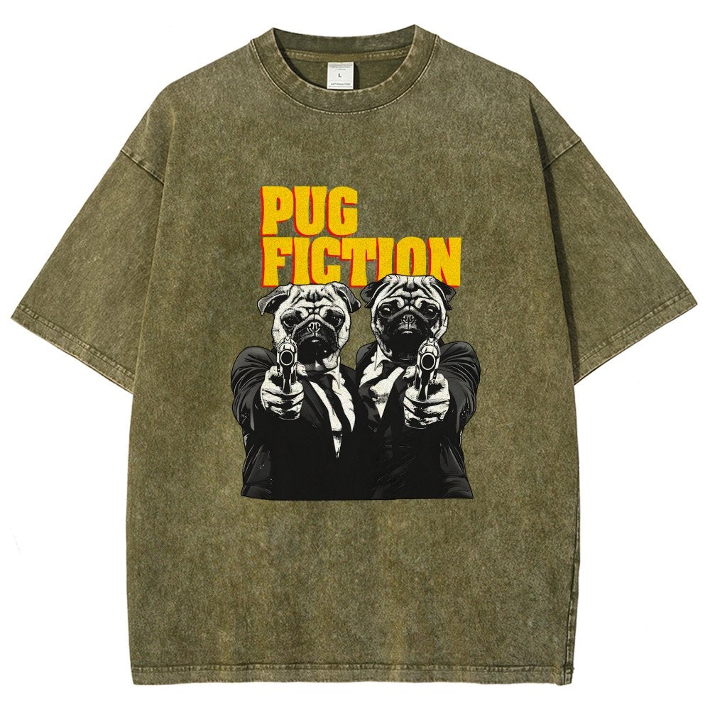 Pug Fiction Vintage Distressed T-shirt