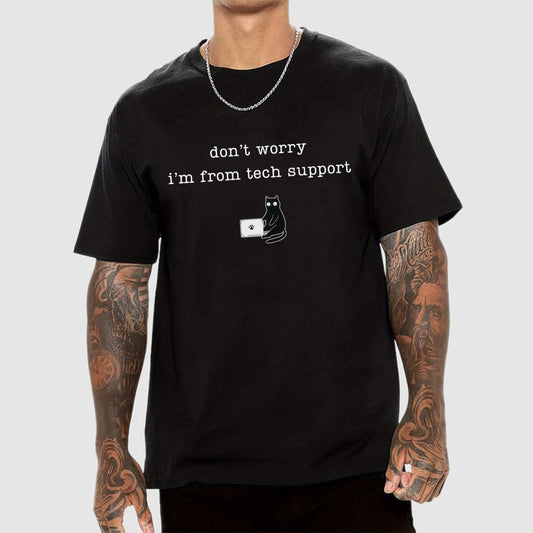 Don't Worry I'm From Tech Support Cat Geek T-Shirt