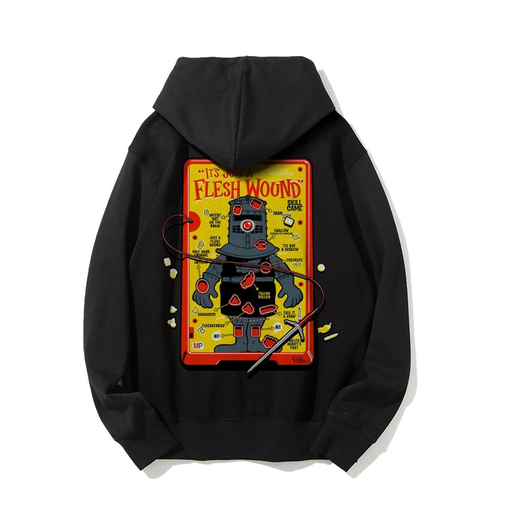 Flesh Wound Skill Game Nerdy Printed Back Cotton Hoodie