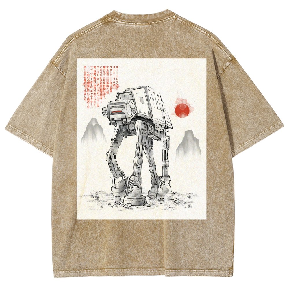 Astrobot Invention Armored Walker Back Print Washed T-Shirt