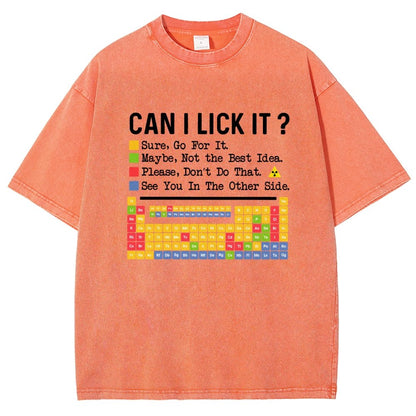 Can I Lick It Question Mark Periodic Table Of Elements Science Vintage Distressed T-shirt