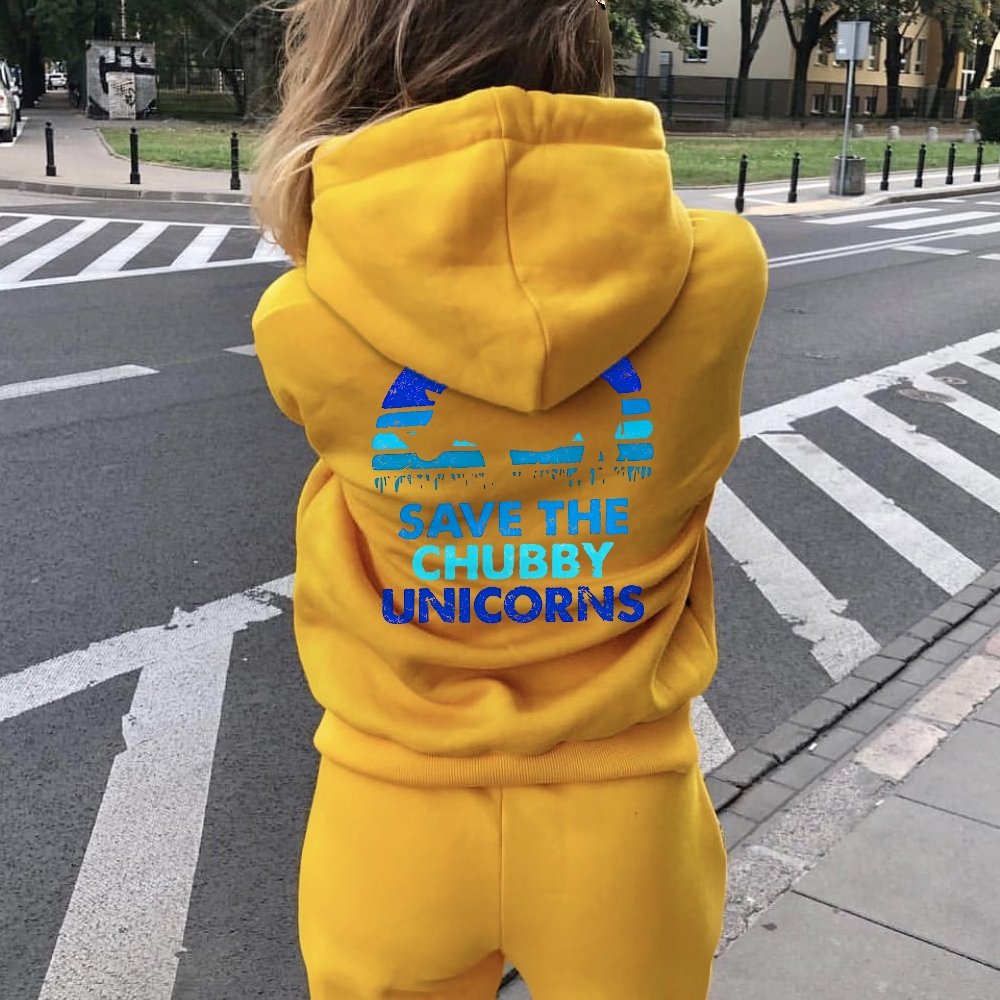 Save The Chubby Unicorns  Printed Back Unisex Cotton Hoodie