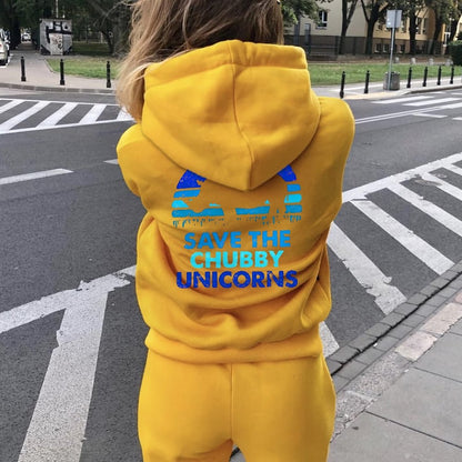 Save The Chubby Unicorns  Printed Back Unisex Cotton Hoodie