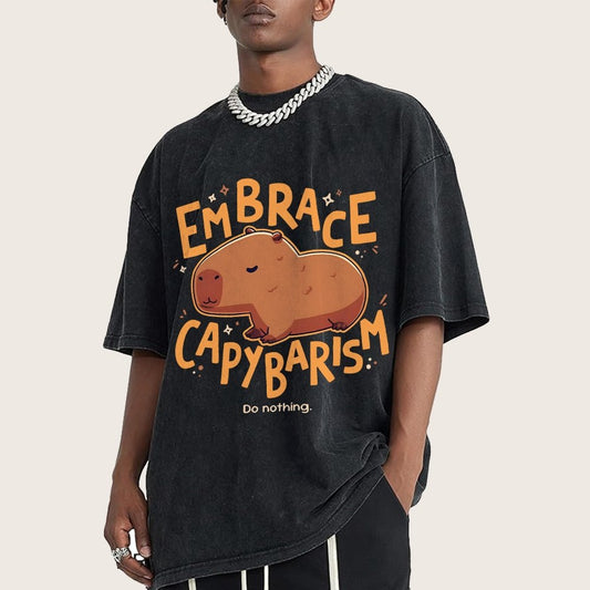 Capybarism Do Nothing Vintage Distressed T-shirt