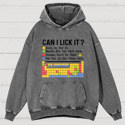 Can I Lick It Question Mark Periodic Table Of Elements Science Vintage Distressed Hoodie
