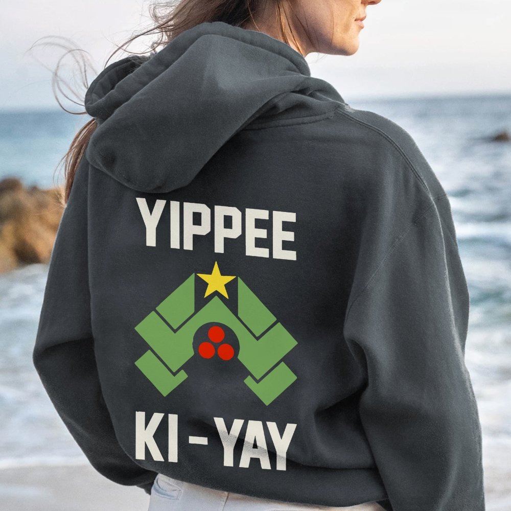 YIPPEE KI-YAY Printed Back Unisex Cotton Hoodie