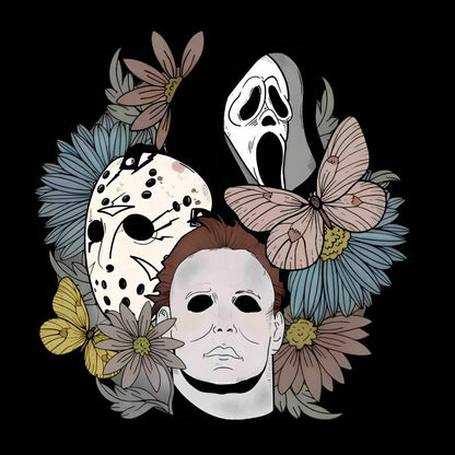 Horror Halloween Floral Scream Geek T-Shirt