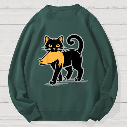 Black Cat Sarcasm Funny Cotton Sweatshirt