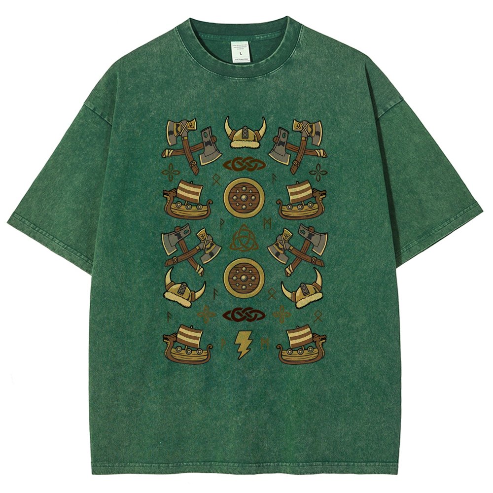 Fantasy Vikings Vintage Distressed T-shirt