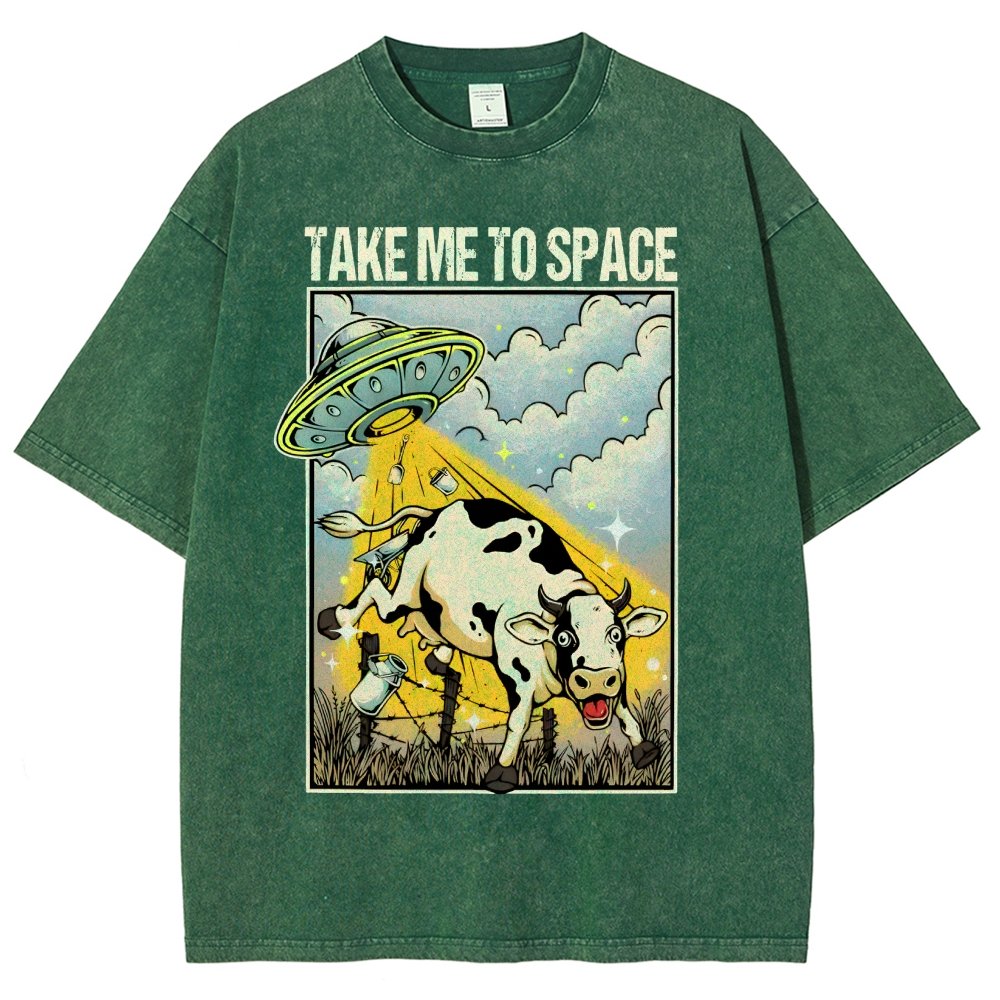 Take Me to Space - Alien Cow Abduction Vintage Distressed T-shirt