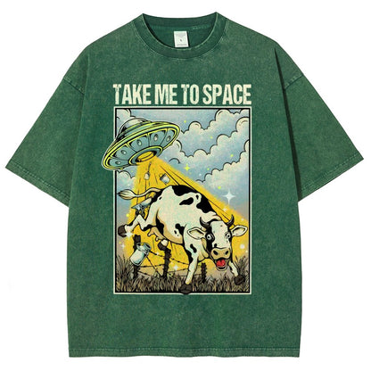Take Me to Space - Alien Cow Abduction Vintage Distressed T-shirt
