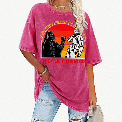 Strong People Graphic Vintage Distressed Washed T-shirt