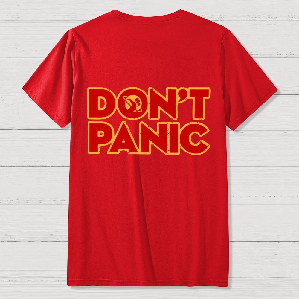 Dont Panic Vintage Distressed Front And Back Printing Geek T-Shirt
