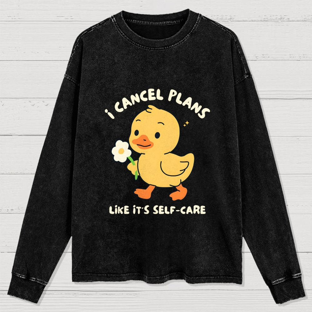 I Cancel Plans Washed Long Sleeve Tee