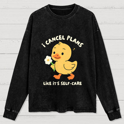 I Cancel Plans Washed Long Sleeve Tee