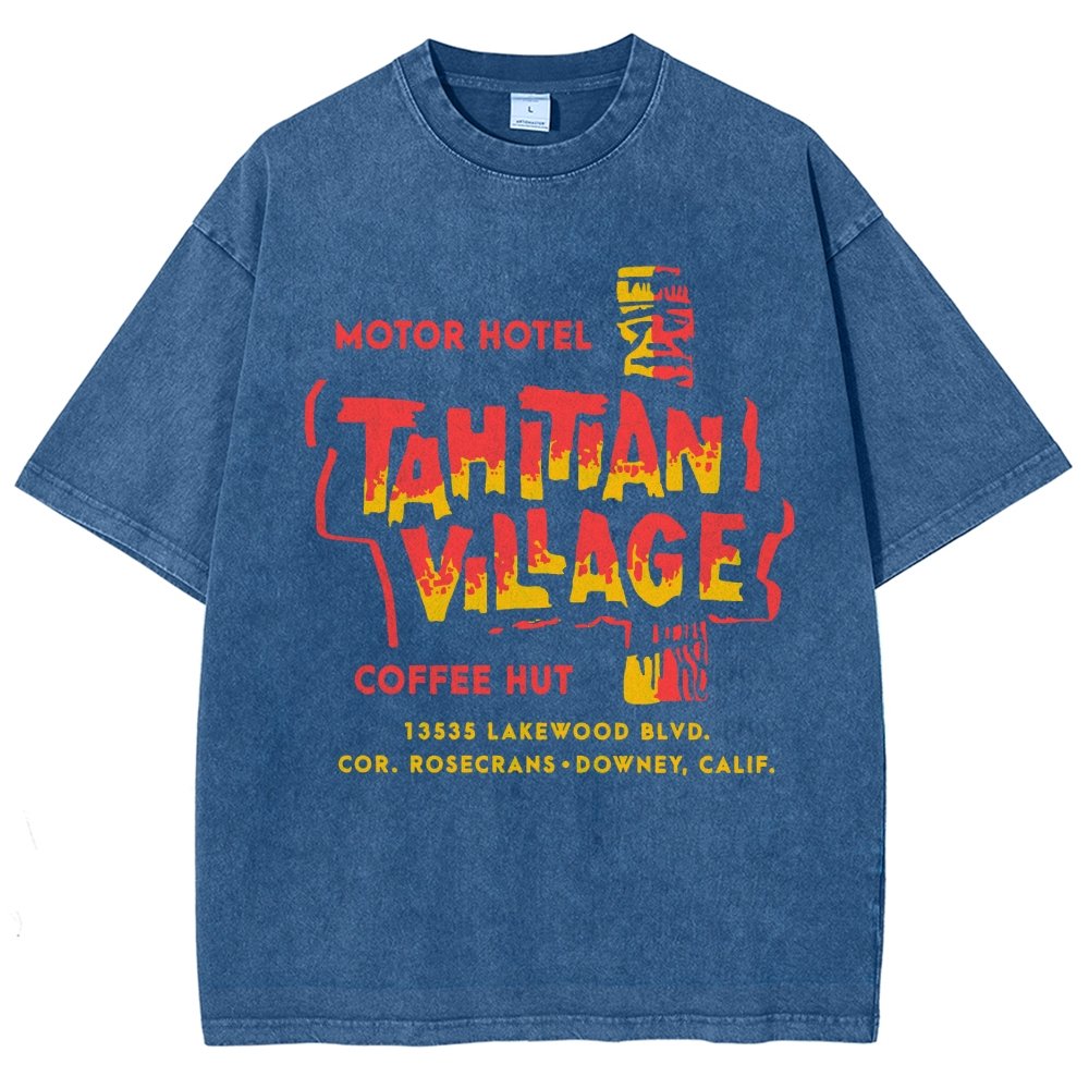 Tahitian Village - Downey, CA - Vintage Tiki Bar Vintage Distressed T-shirt