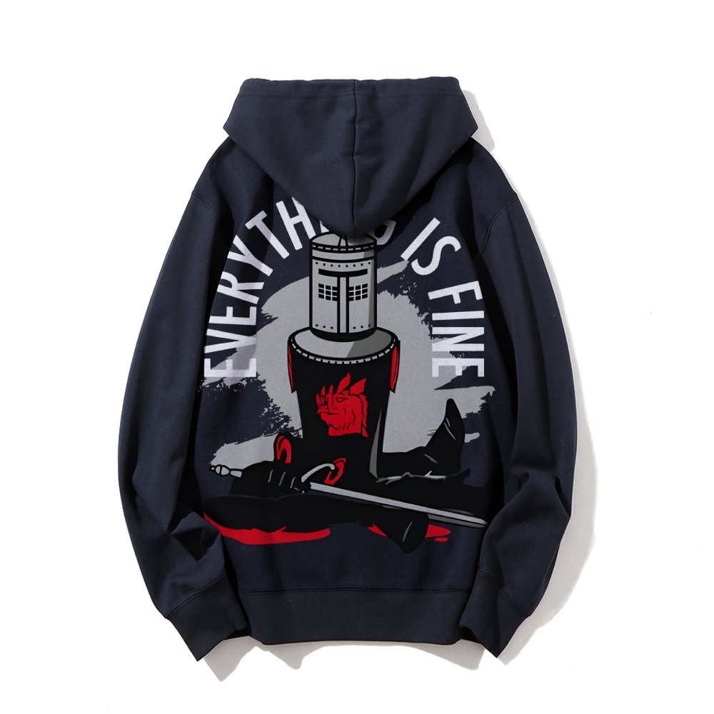 Everything Is Fine Printed Back Cotton Hoodie