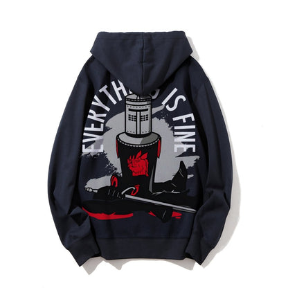 Everything Is Fine Printed Back Cotton Hoodie