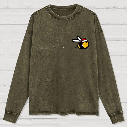 Minimal Christmas Bee Washed Long Sleeve Tee