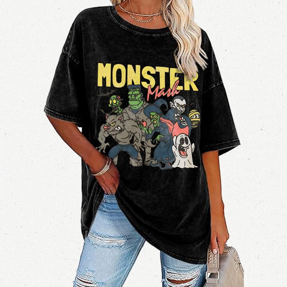 Monster Mashup - Retro Ghost Halloween Vintage Distressed T-shirt