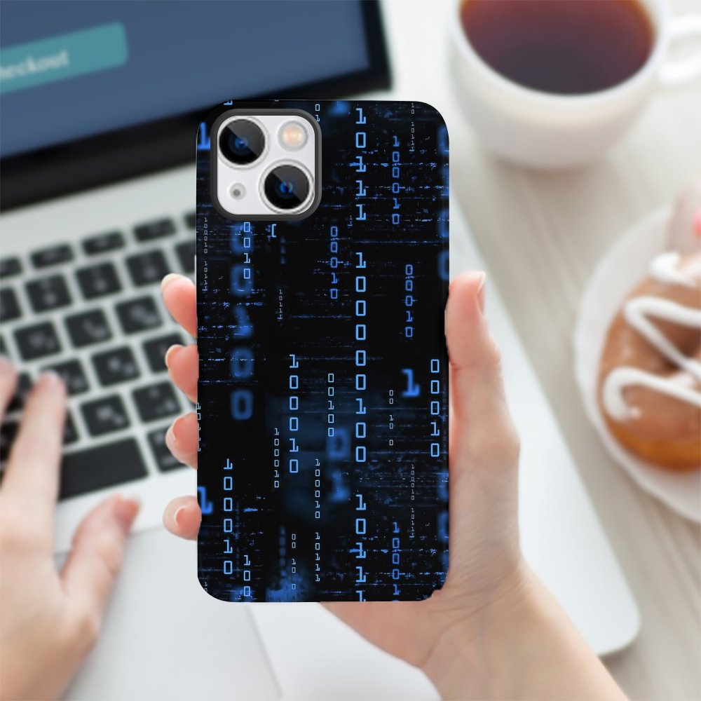 Blue Codes 0 And 1 Phone Cases
