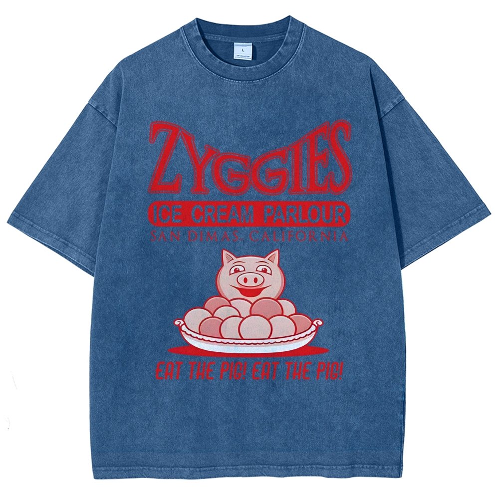 Eat the Pig at Sunny Ice Cream Parlour Ringer Vintage Distressed T-shirt