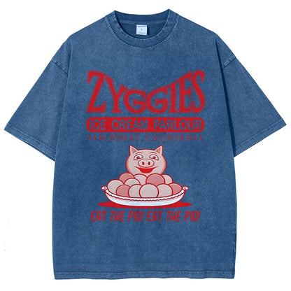 Eat the Pig at Sunny Ice Cream Parlour Ringer Vintage Distressed T-shirt