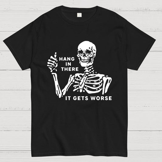 Hang In There Skeleton Geek T-Shirt
