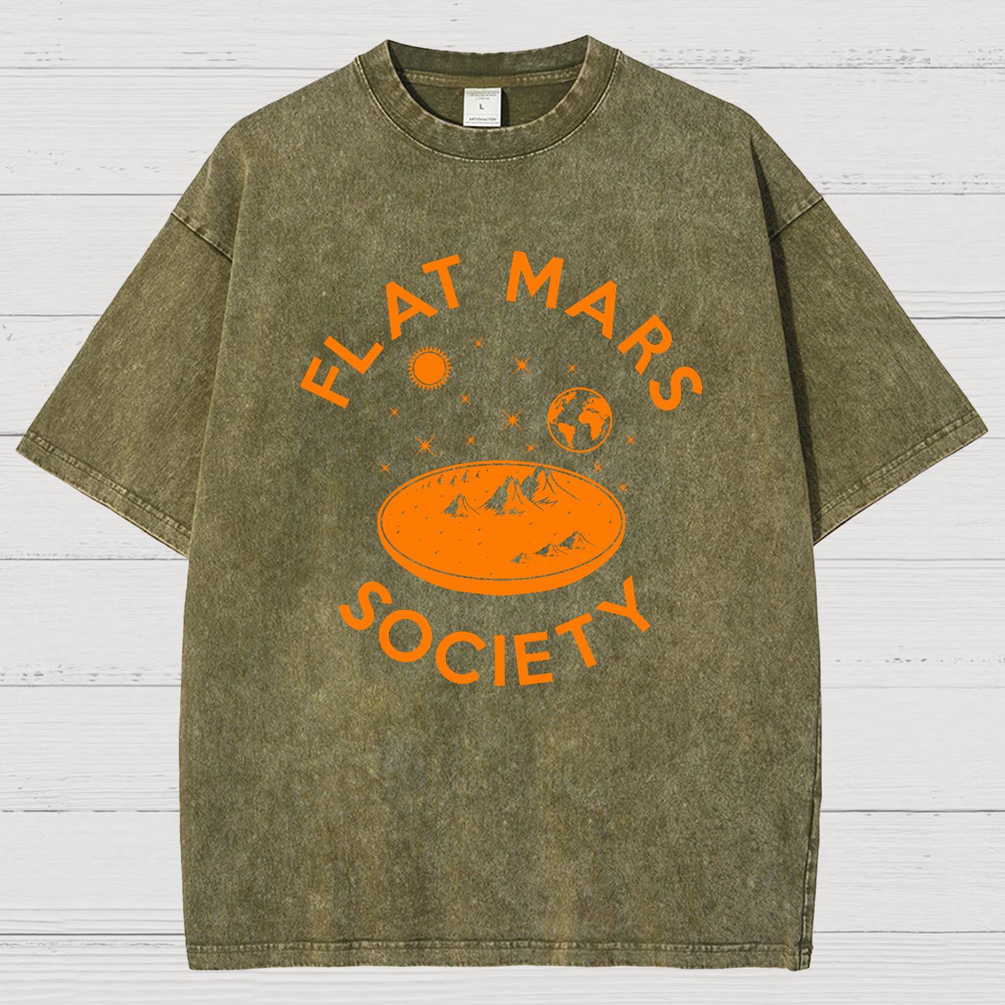 Flat Mars Society Nerdy Vintage Distressed T-shirt