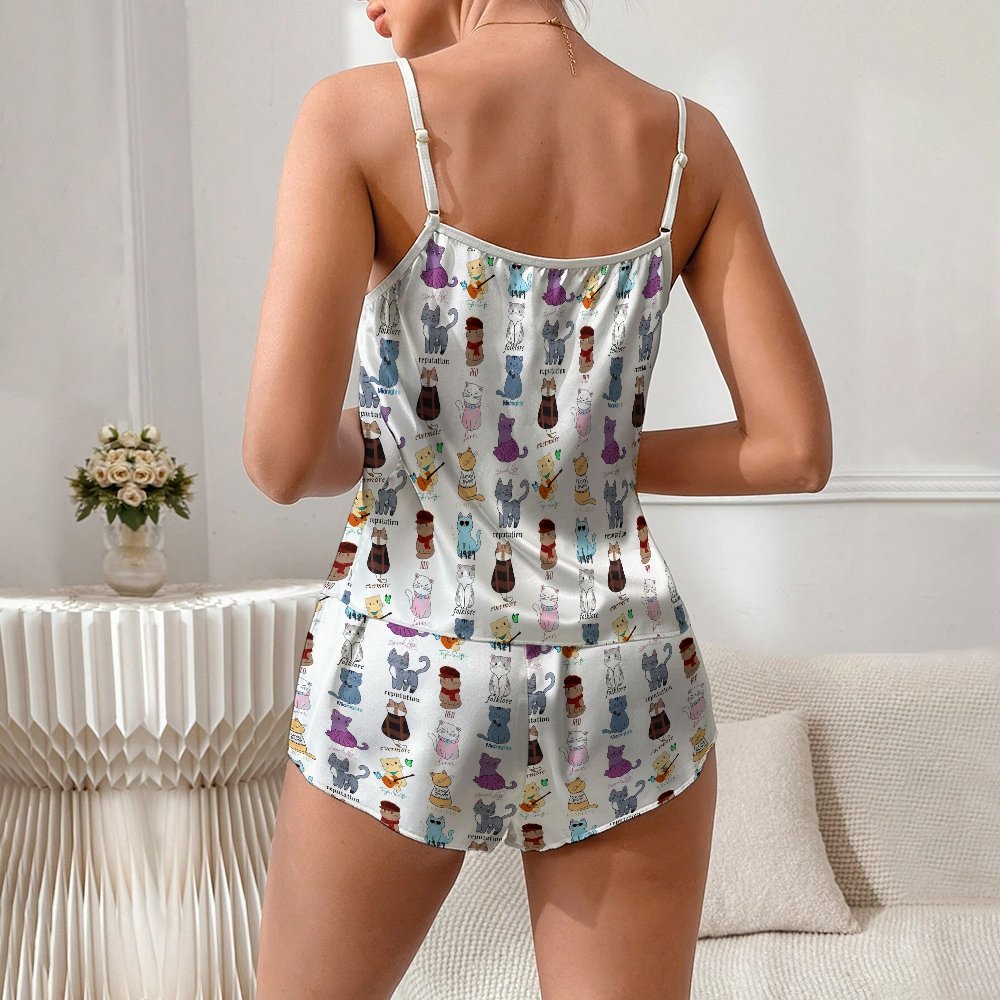 Cat Party Women's Geek Suspender Cami Set